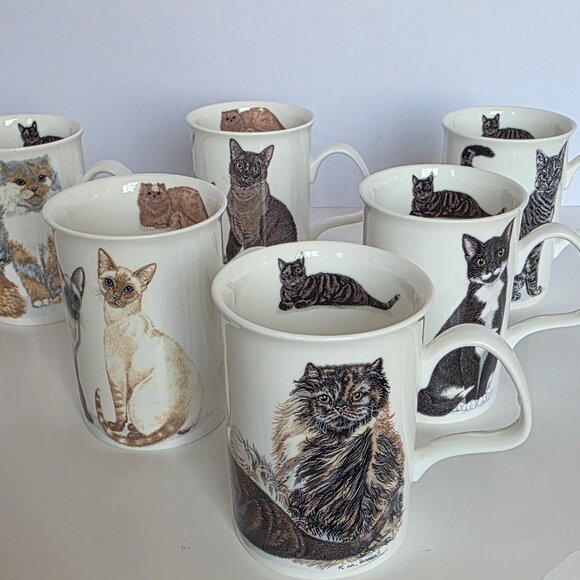 Roy Kirkham - Cats Galore Mugs - Set of 6 - 2005 New Condition - Picture 1 of 5